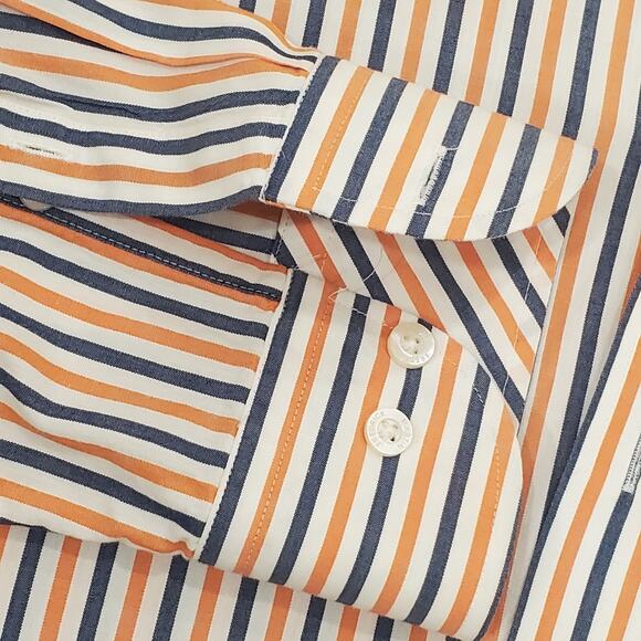 FREDRICK MARTIN Shirt Mens Large Button Up Plaid Long Sleeve Orange Blue Auburn? - Picture 6 of 10